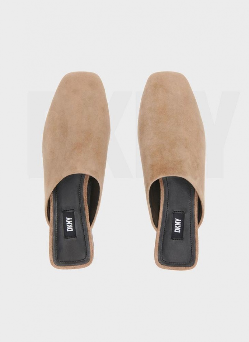 Brown Women's DKNY Flat Slides | Australia-D1985