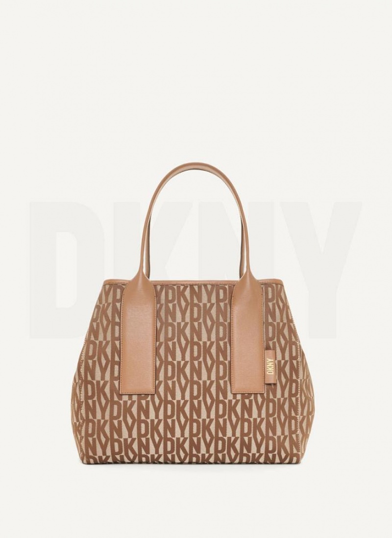 Brown Women's DKNY Grayson Large Tote Bags | Australia-D1247