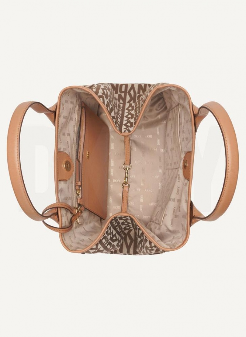 Brown Women's DKNY Grayson Large Tote Bags | Australia-D1247