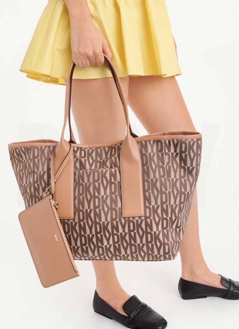 Brown Women's DKNY Grayson Large Tote Bags | Australia-D1247