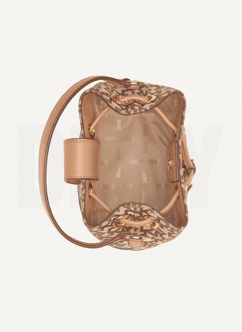Brown Women's DKNY Inessa Bucket Crossbody Bags | Australia-D0510