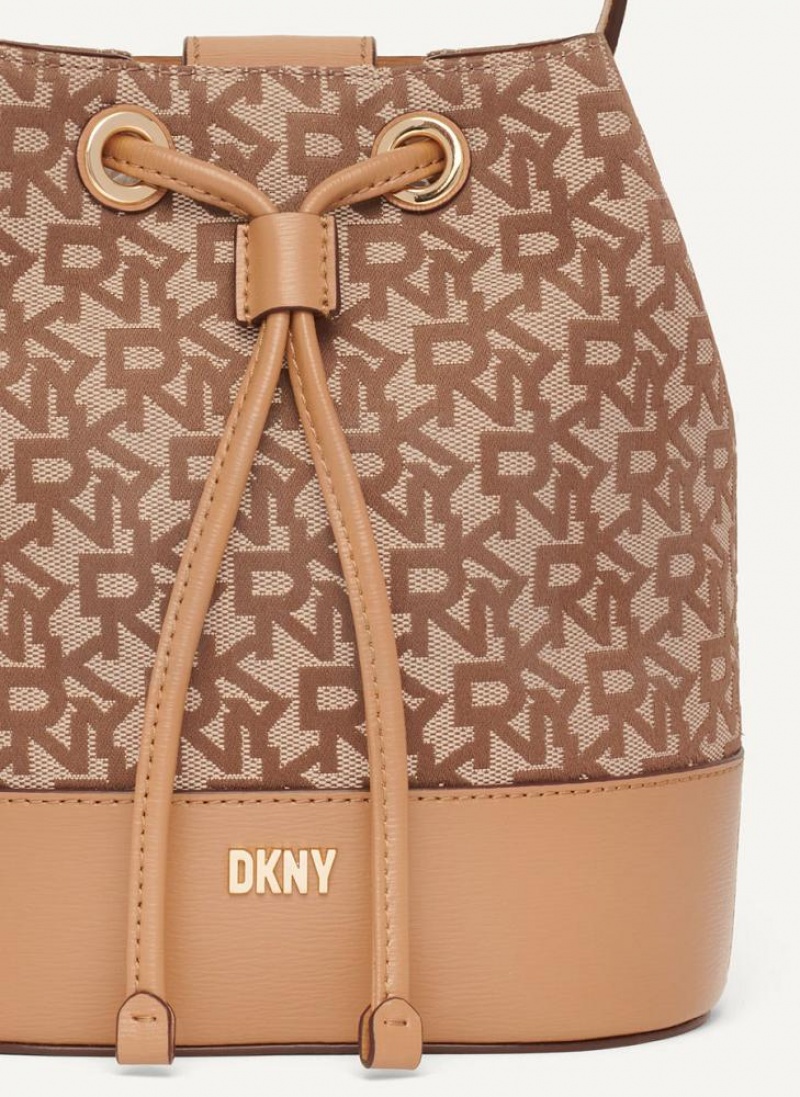 Brown Women's DKNY Inessa Bucket Crossbody Bags | Australia-D0510
