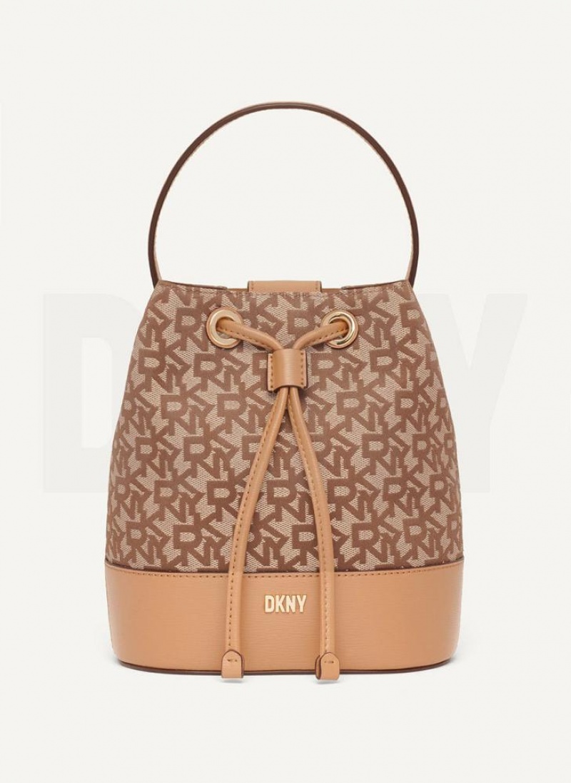 Brown Women\'s DKNY Inessa Bucket Crossbody Bags | Australia-D0510