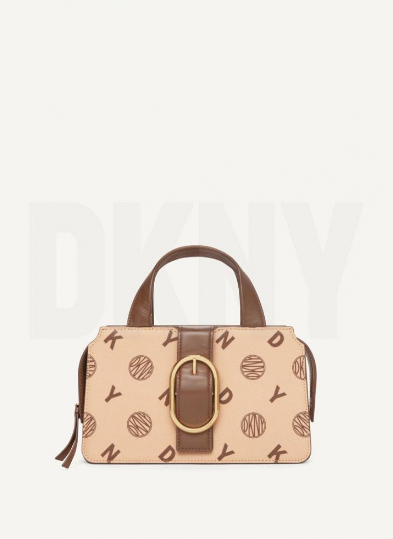 Brown Women's DKNY Logo Buckle Crossbody Bags | Australia-D0694