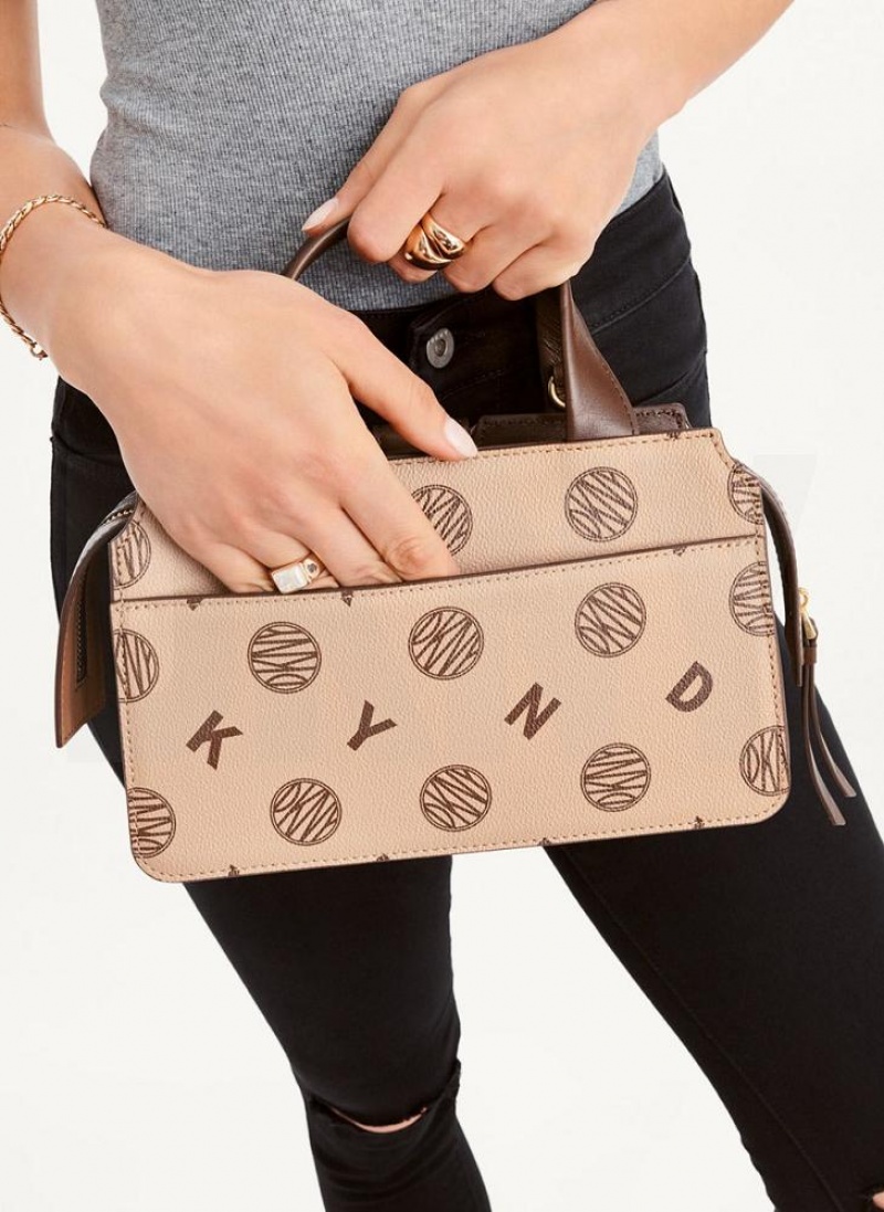 Brown Women's DKNY Logo Buckle Crossbody Bags | Australia-D0694