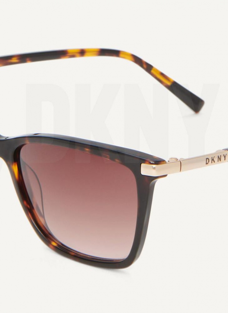 Brown Women's DKNY Modified Modern Rectangle Sunglasses | Australia-D0856