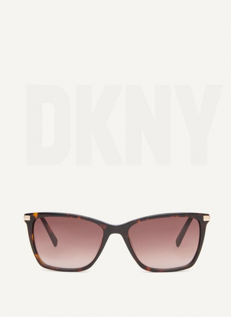 Brown Women\'s DKNY Modified Modern Rectangle Sunglasses | Australia-D0856