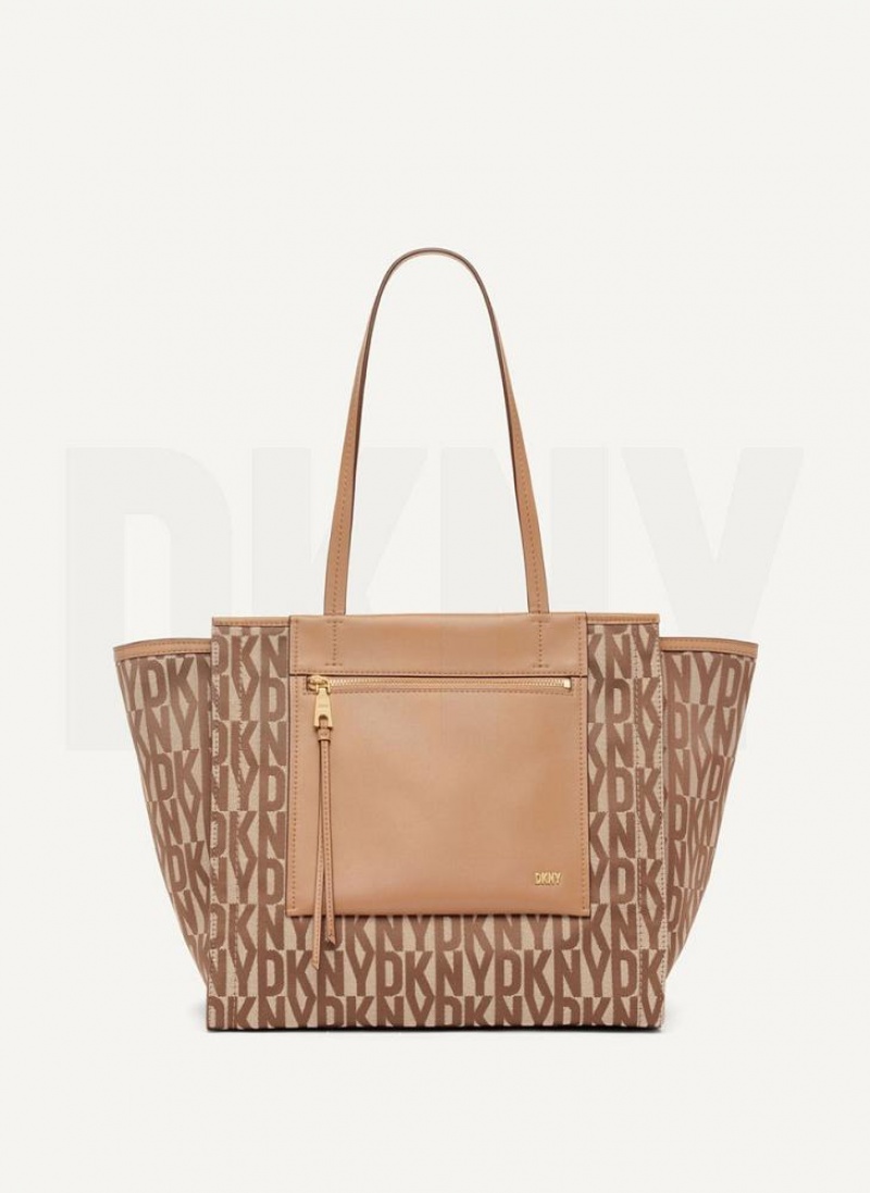 Brown Women\'s DKNY Pax Large Tote Bags | Australia-D0803