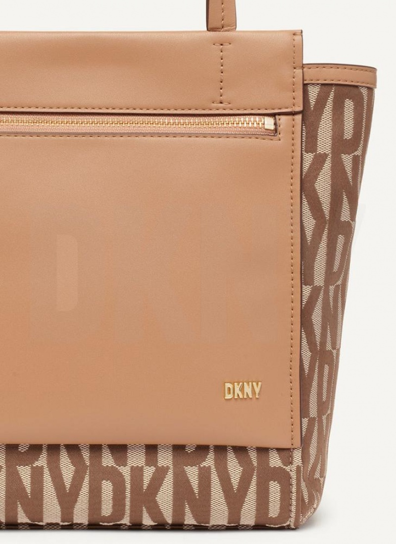 Brown Women's DKNY Pax North-South Tote Crossbody Bags | Australia-D1484