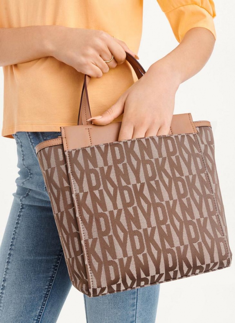 Brown Women's DKNY Pax North-South Tote Crossbody Bags | Australia-D1484