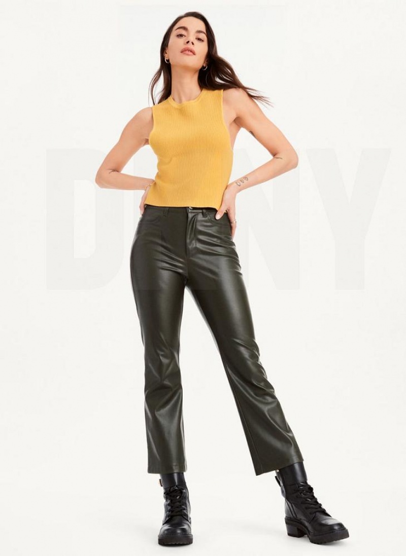 Brown Women\'s DKNY Sleeveless Crewneck Crop Sweater Tank Tops | Australia-D0746