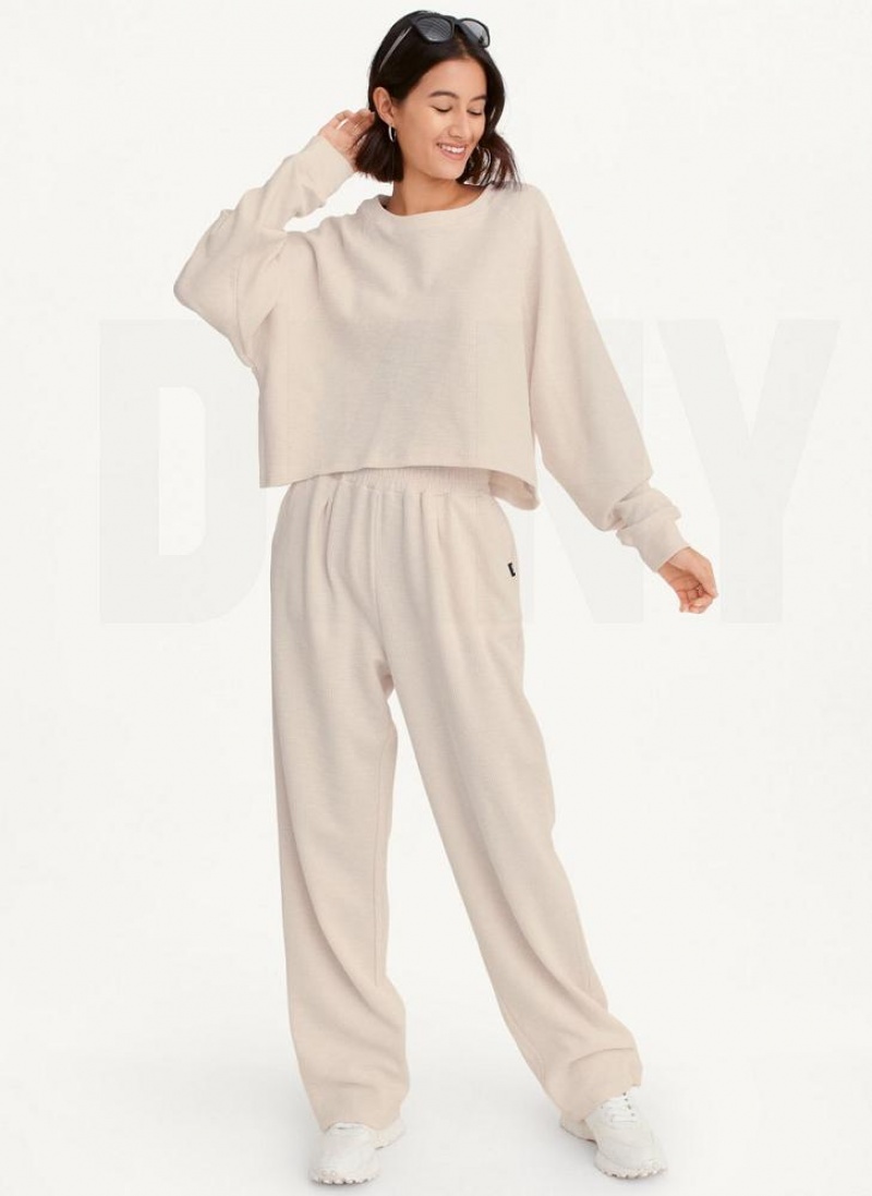 Brown Women's DKNY Tech Slub Cropped Pullover Sweatshirts | Australia-D0312