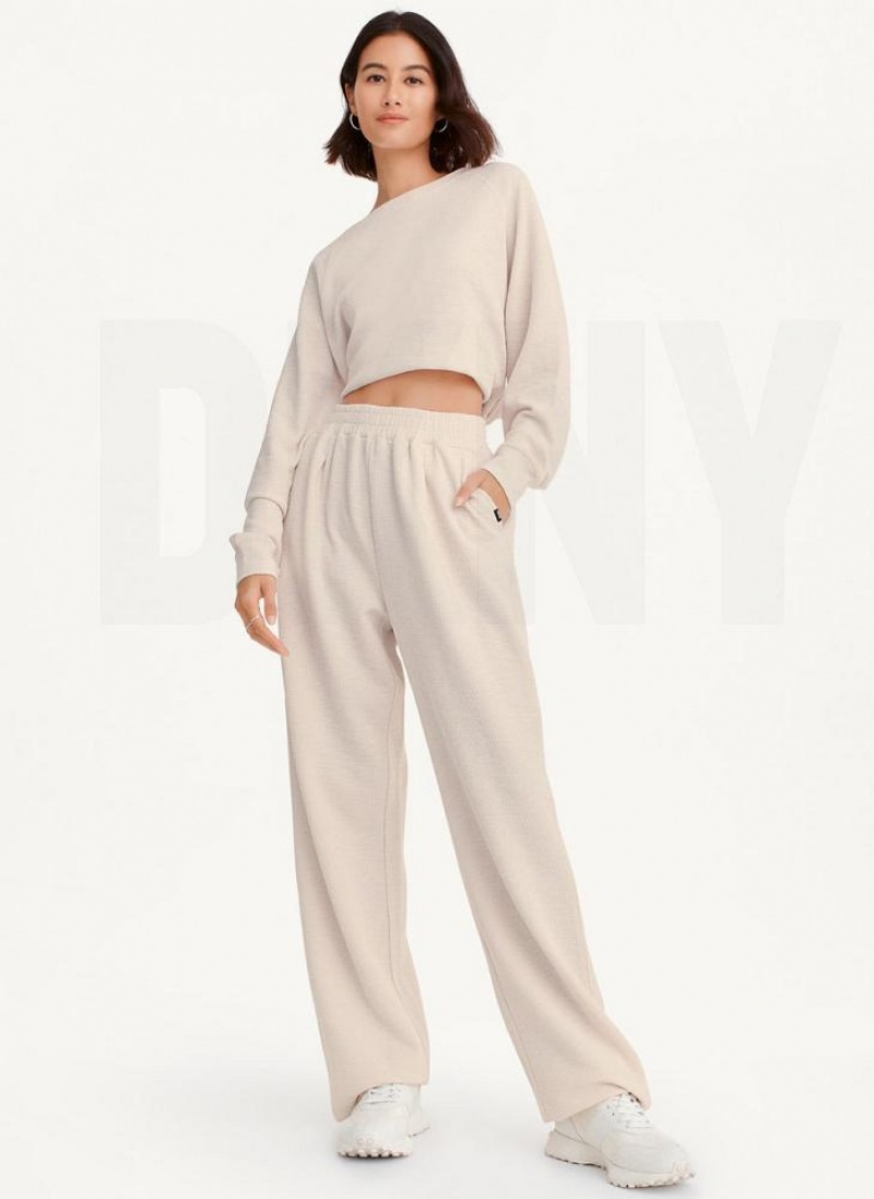 Brown Women's DKNY Tech Slub Relaxed With Pockets Pants | Australia-D1411