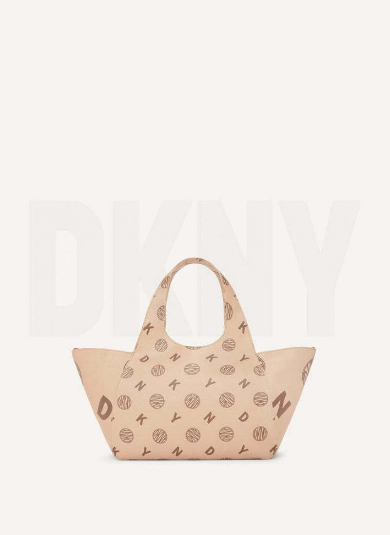 Brown Women\'s DKNY The Medium Logo Effortless Tote Crossbody Bags | Australia-D0663