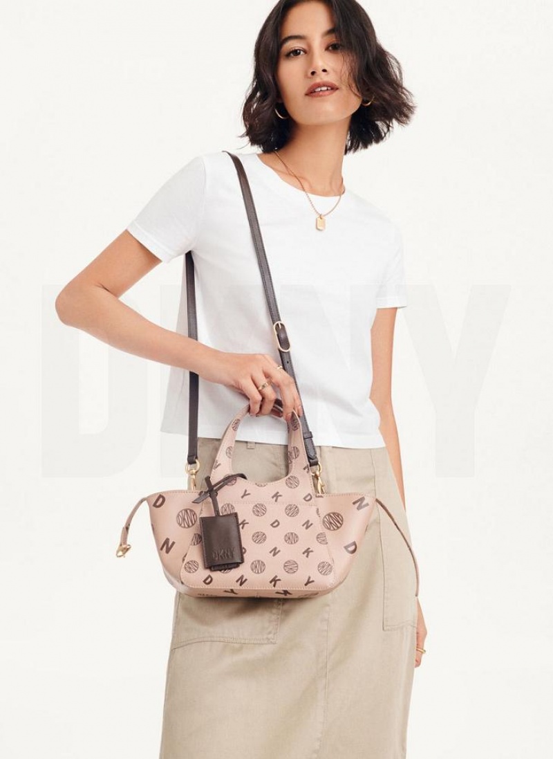 Brown Women's DKNY The Mini Logo Effortless Tote Crossbody Bags | Australia-D0339
