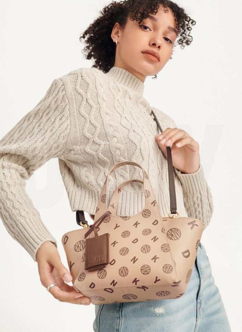 Brown Women's DKNY The Mini Logo Effortless Tote Crossbody Bags | Australia-D0339