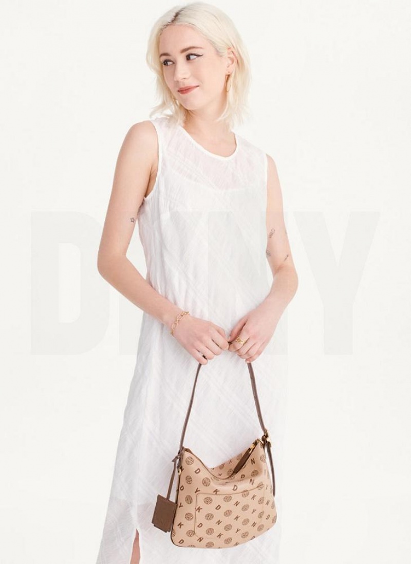 Brown Women's DKNY The Small Logo Optimist Tote Bags | Australia-D0325