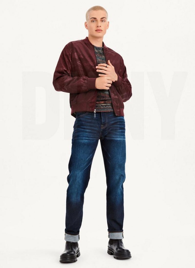 Burgundy Men's DKNY Camo Bomber Jackets | Australia-D1681