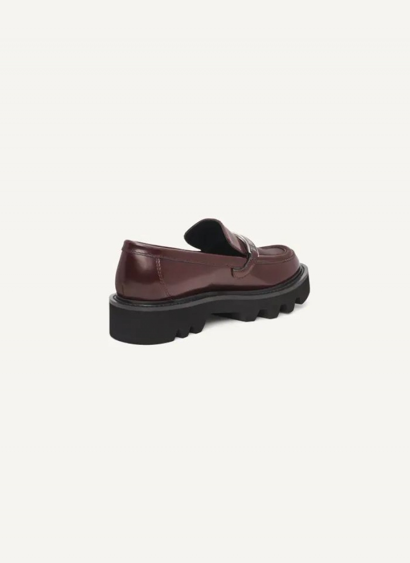 Burgundy Women's DKNY Audrey With Plaque Loafers | Australia-D1772