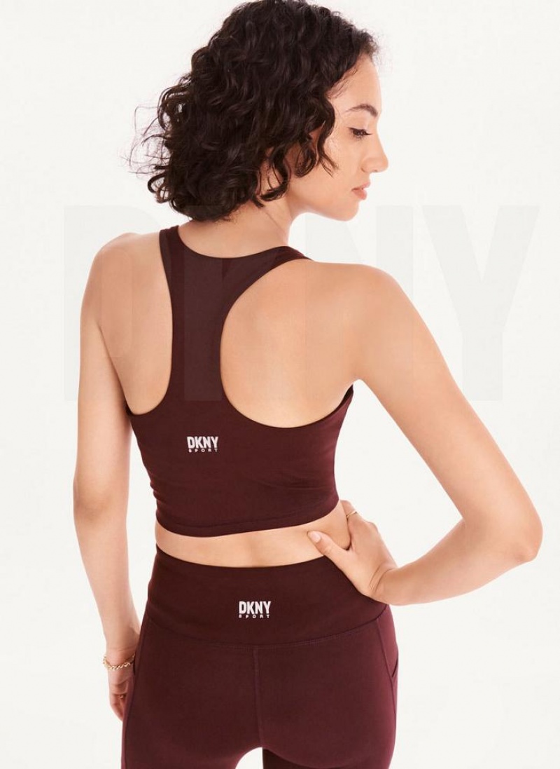 Burgundy Women's DKNY Balance High Waist Leggings | Australia-D1548