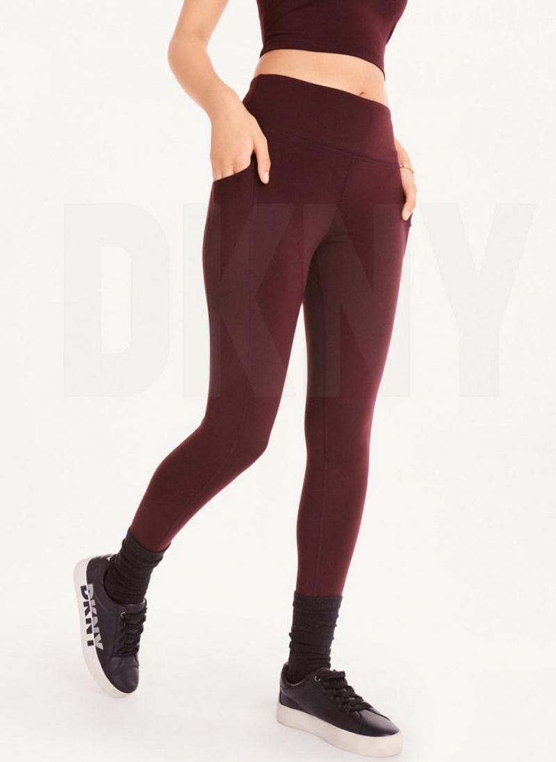 Burgundy Women\'s DKNY Balance High Waist Leggings | Australia-D1548