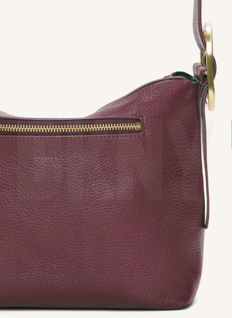 Burgundy Women's DKNY Medium Buckle Crossbody Bags | Australia-D1279