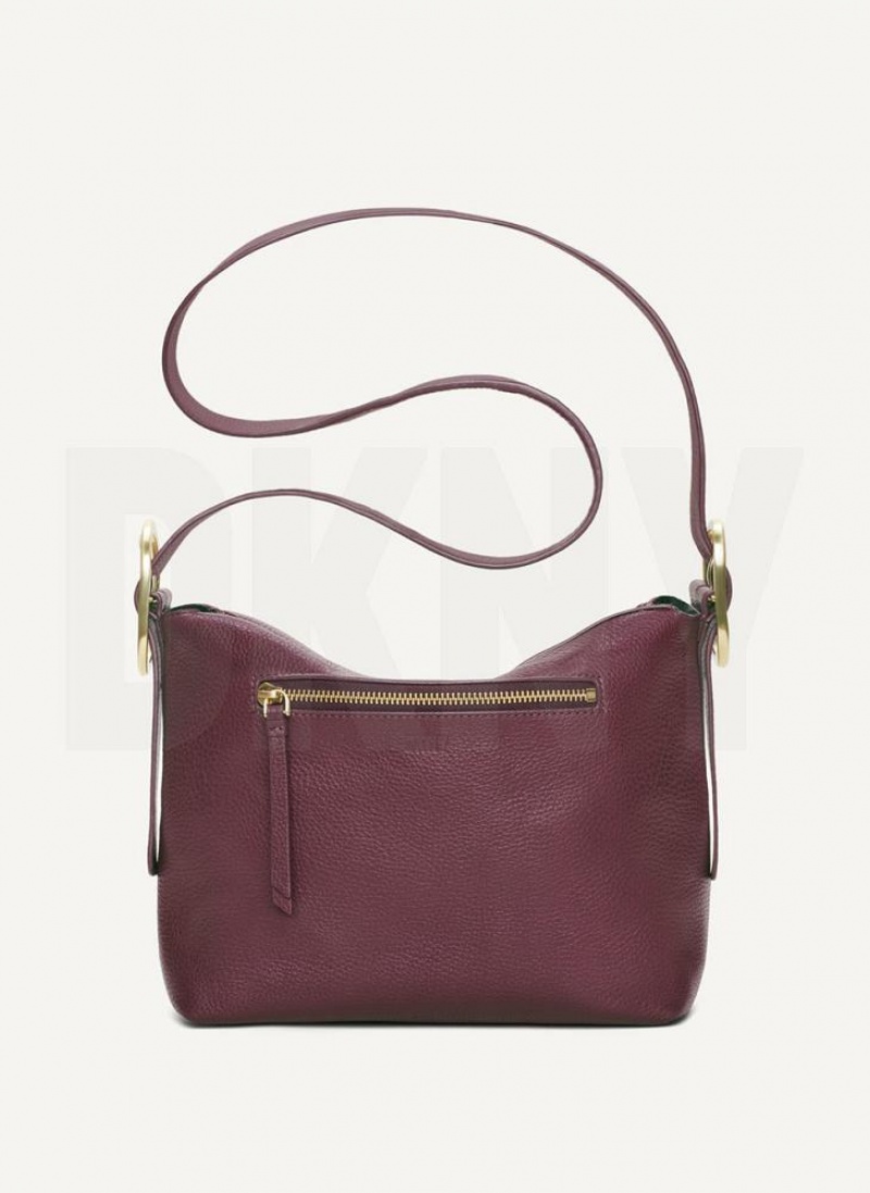 Burgundy Women's DKNY Medium Buckle Crossbody Bags | Australia-D1279
