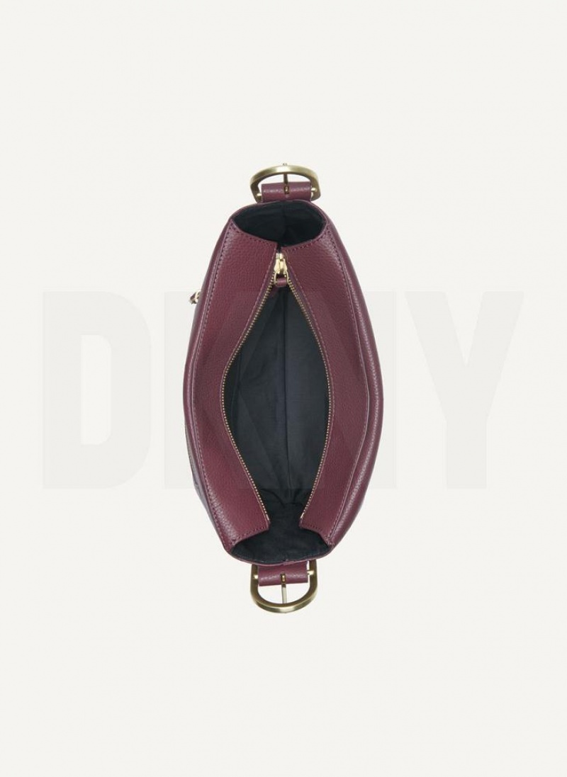 Burgundy Women's DKNY Medium Buckle Crossbody Bags | Australia-D1279