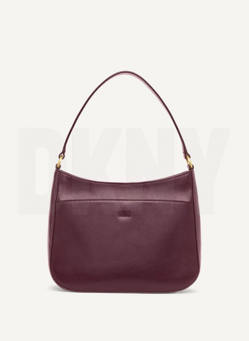 Burgundy Women's DKNY Medium Shoulder Bags | Australia-D0732
