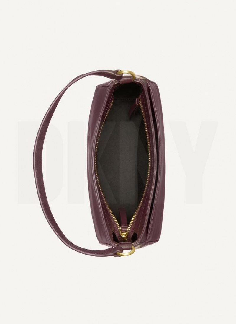 Burgundy Women's DKNY Medium Shoulder Bags | Australia-D0732