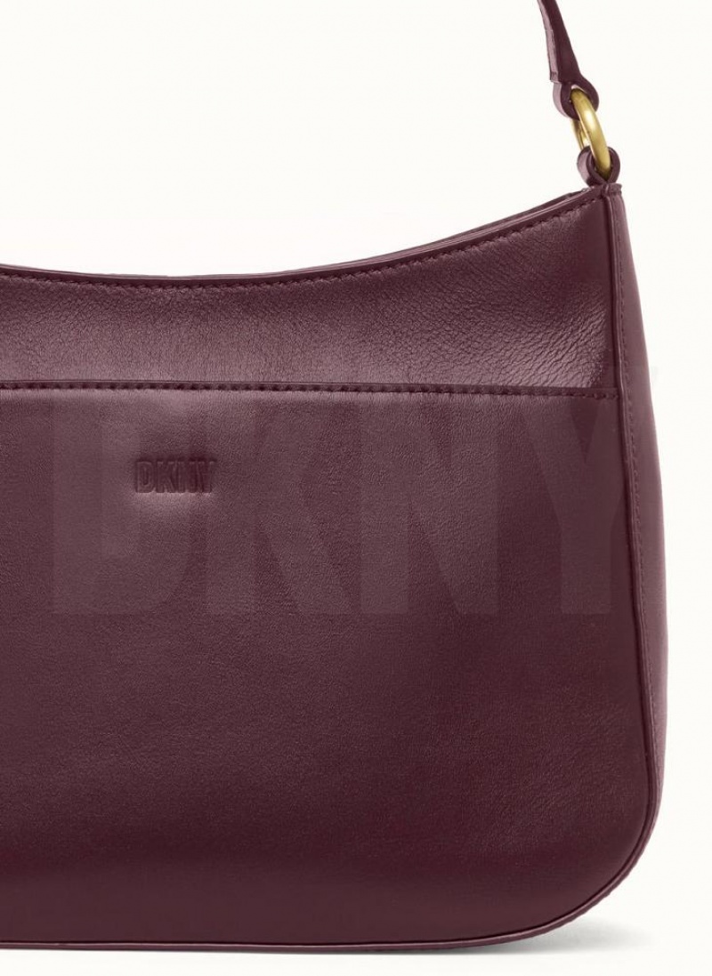 Burgundy Women's DKNY Medium Shoulder Bags | Australia-D0732