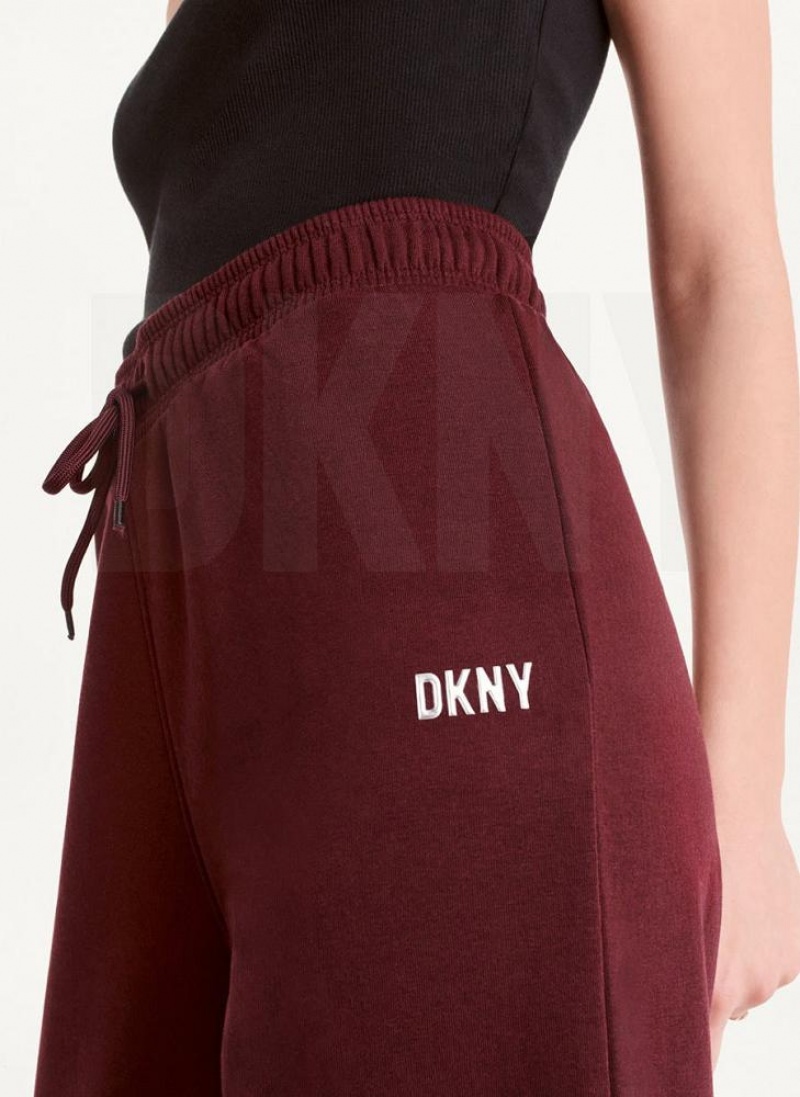 Burgundy Women's DKNY Metallic Logo Everyday Joggers | Australia-D1037