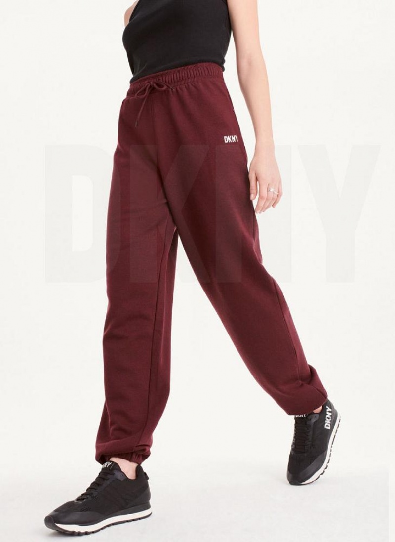 Burgundy Women\'s DKNY Metallic Logo Everyday Joggers | Australia-D1037