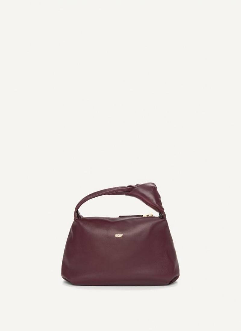 Burgundy Women's DKNY Mini Modernist Knot Tote Bags | Australia-D1966