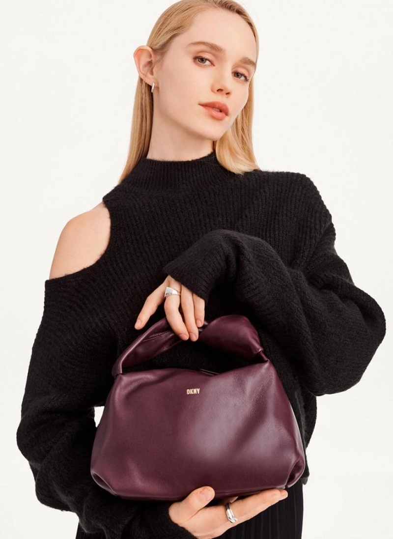 Burgundy Women\'s DKNY Mini Modernist Knot Tote Bags | Australia-D1966