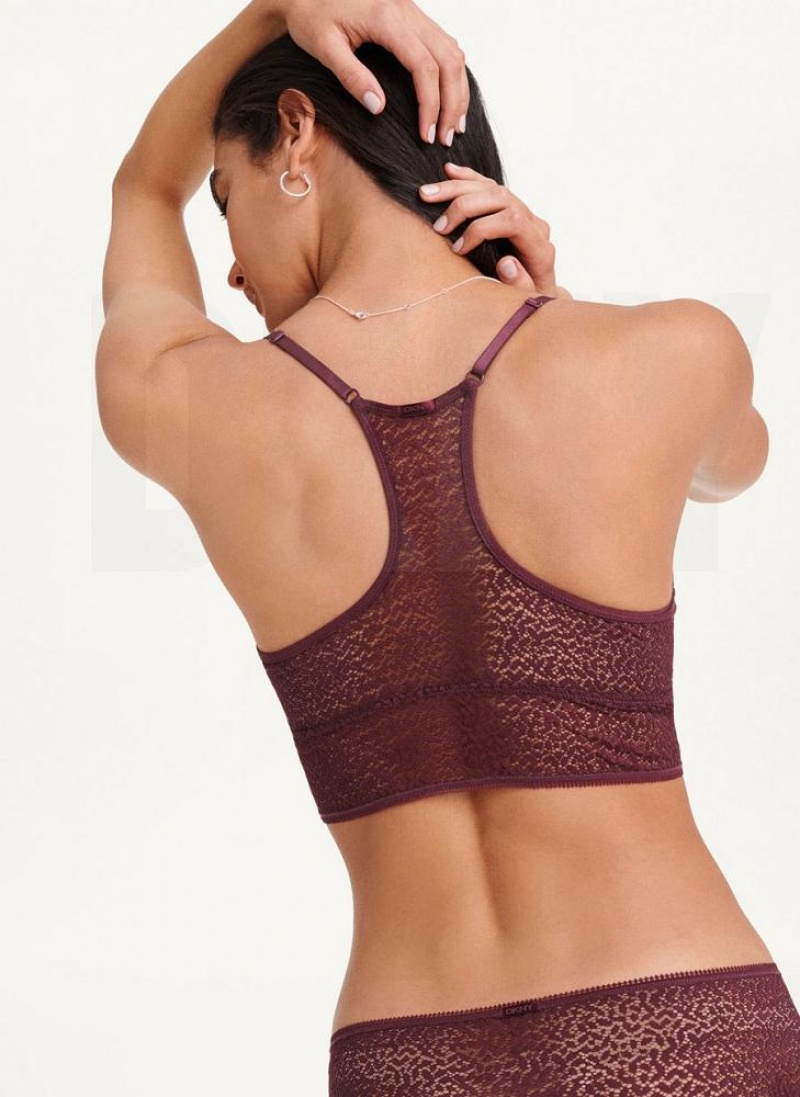 Burgundy Women's DKNY Modern Lace Longline Racerback Bras | Australia-D1151