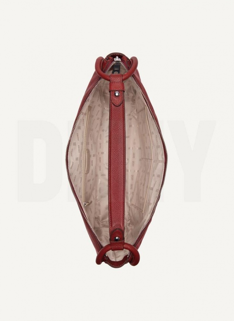 Burgundy Women's DKNY Phoebe Hobo Tote Bags | Australia-D1512