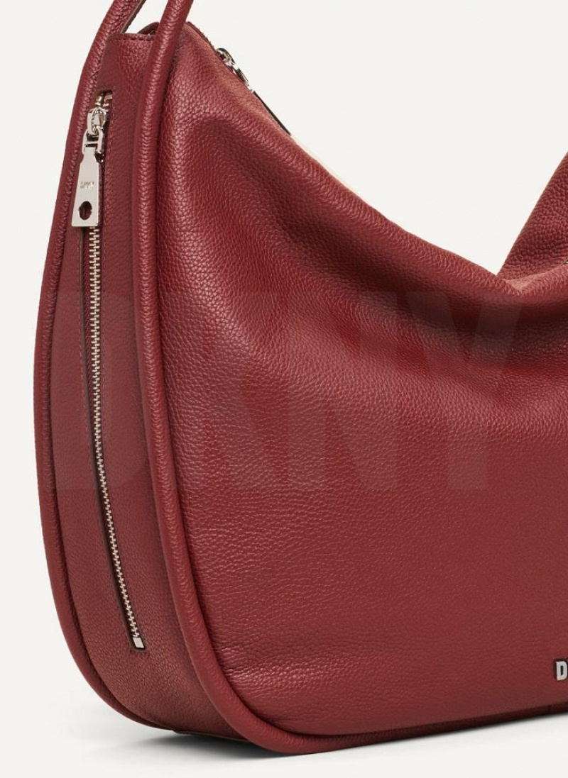 Burgundy Women's DKNY Phoebe Hobo Tote Bags | Australia-D1512