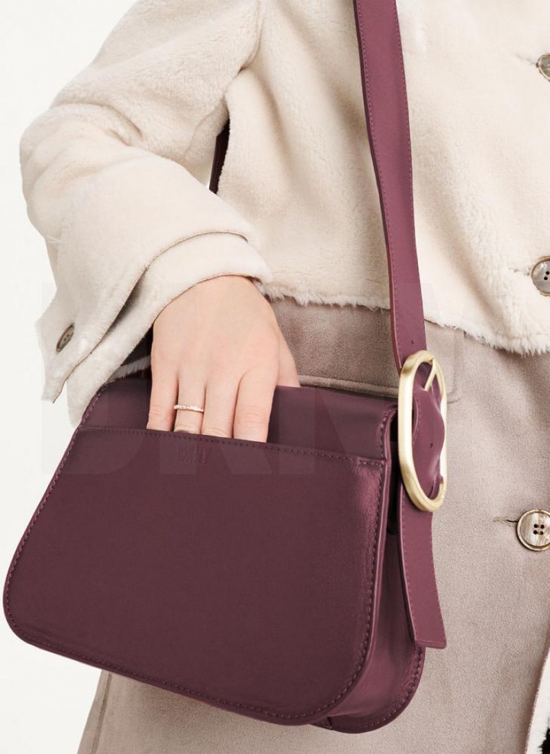 Burgundy Women's DKNY Saddle Shoulder Bags | Australia-D1057