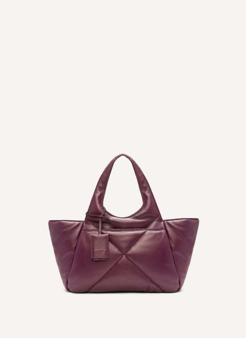 Burgundy Women\'s DKNY The Medium Quilt Effortless Tote Bags | Australia-D1935
