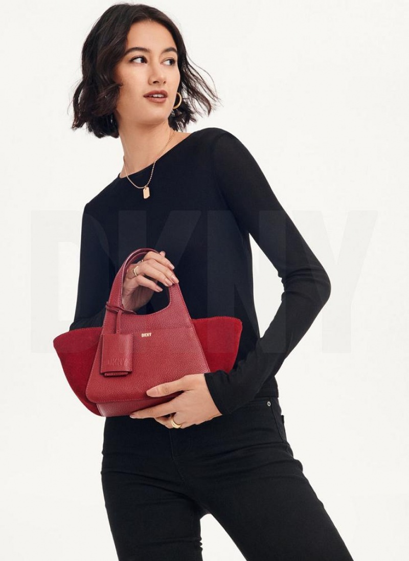 Burgundy Women\'s DKNY The Mini Effortless Tote Crossbody Bags | Australia-D1545
