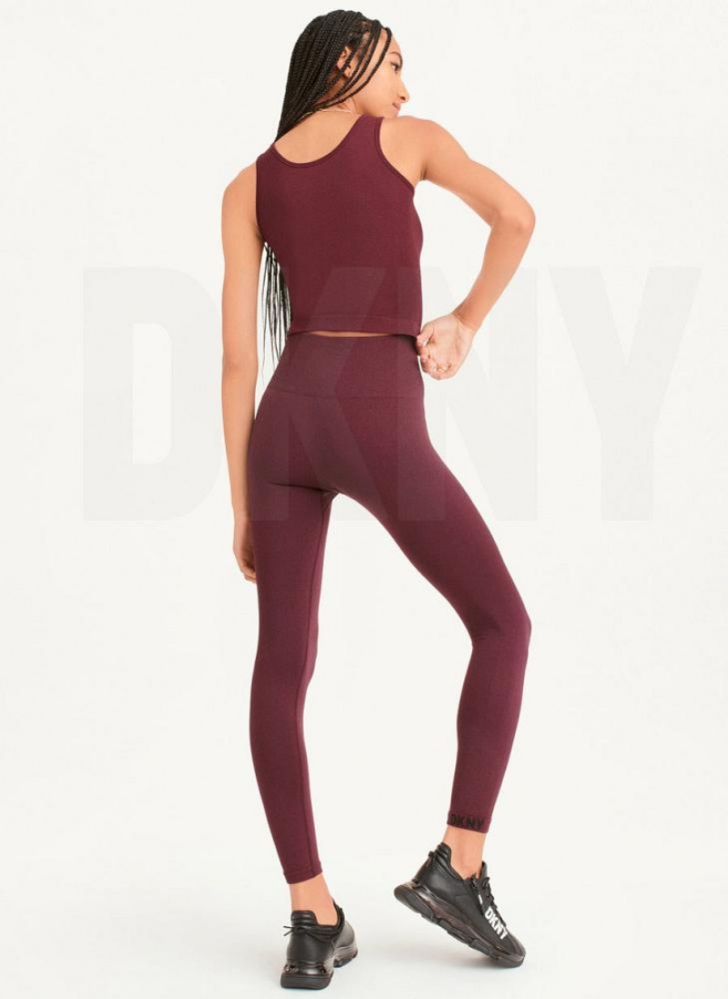 Burgundy Women's DKNY Twill Seamless Leggings | Australia-D1331