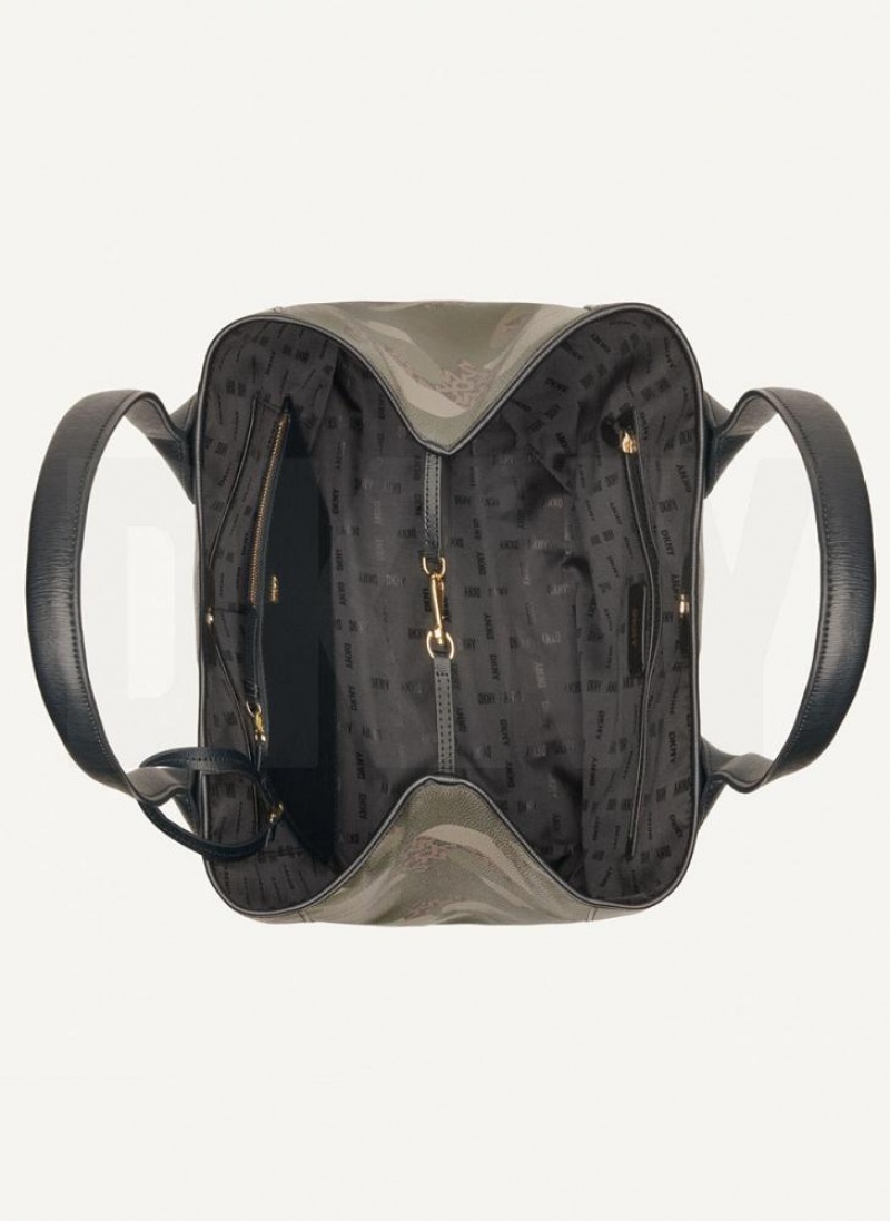 Camo / Black Women's DKNY Grayson Large Tote Bags | Australia-D1673