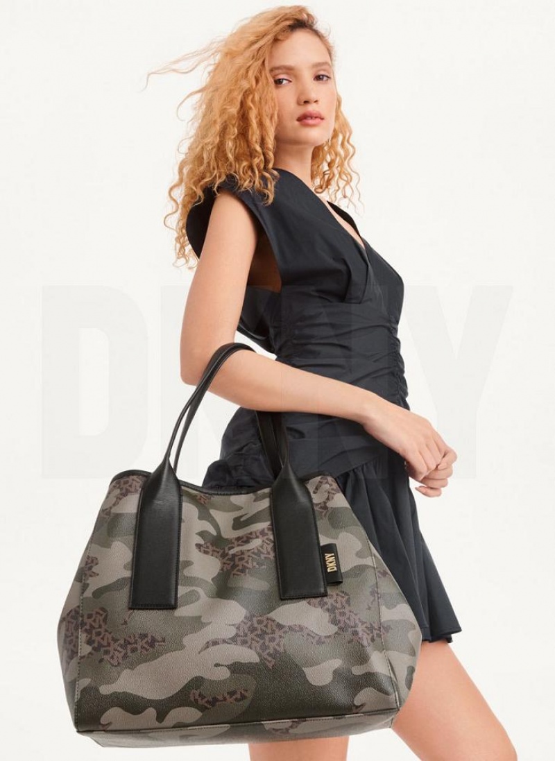 Camo / Black Women's DKNY Grayson Large Tote Bags | Australia-D1673