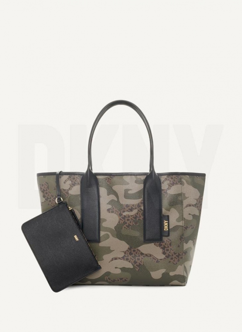 Camo / Black Women\'s DKNY Grayson Large Tote Bags | Australia-D1673