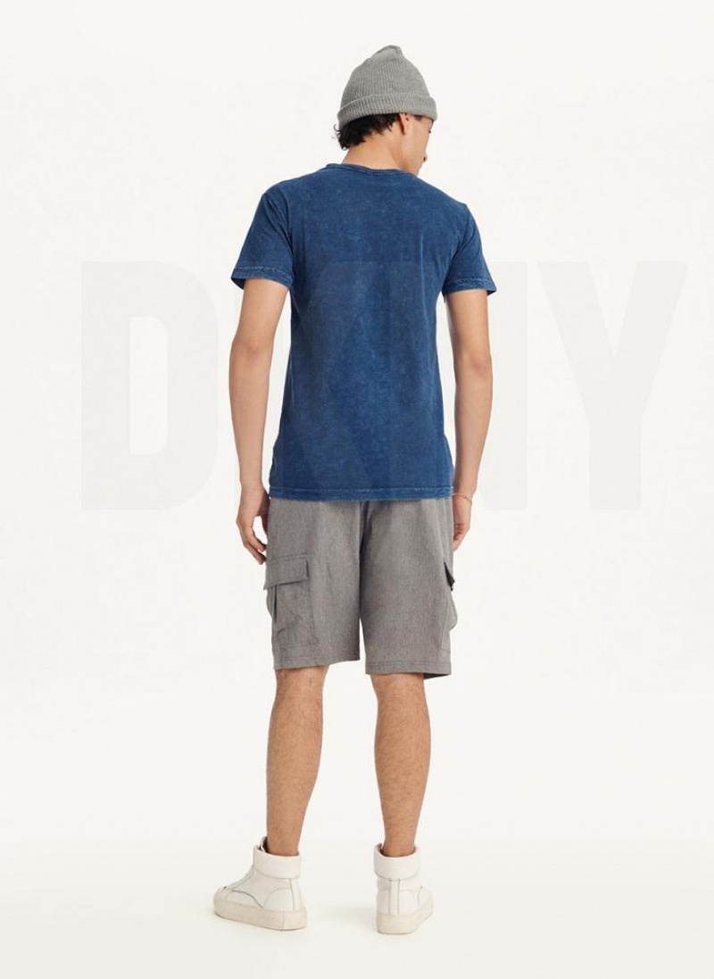 Dark Blue Men's DKNY Mineral Wash T Shirts | Australia-D0470