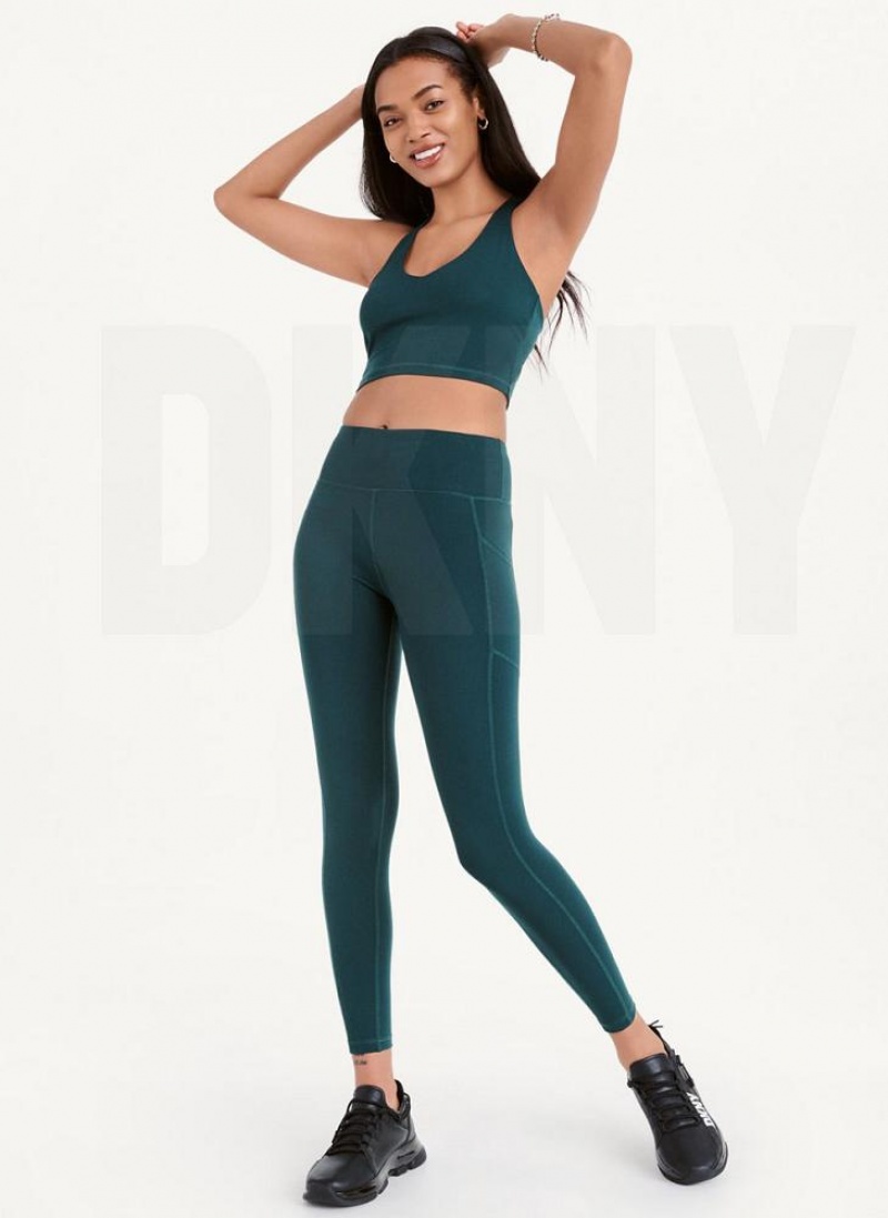 Dark Green Women's DKNY Balance High Waist Leggings | Australia-D1230