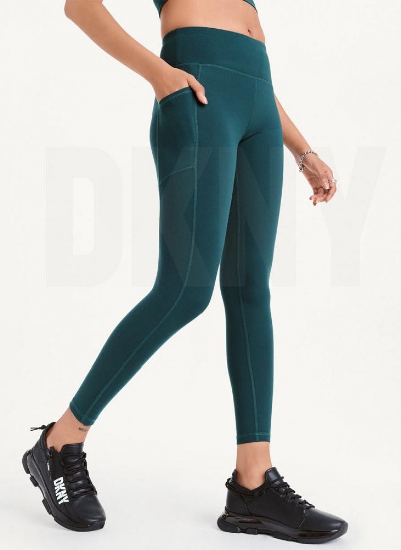 Dark Green Women's DKNY Balance High Waist Leggings | Australia-D1230