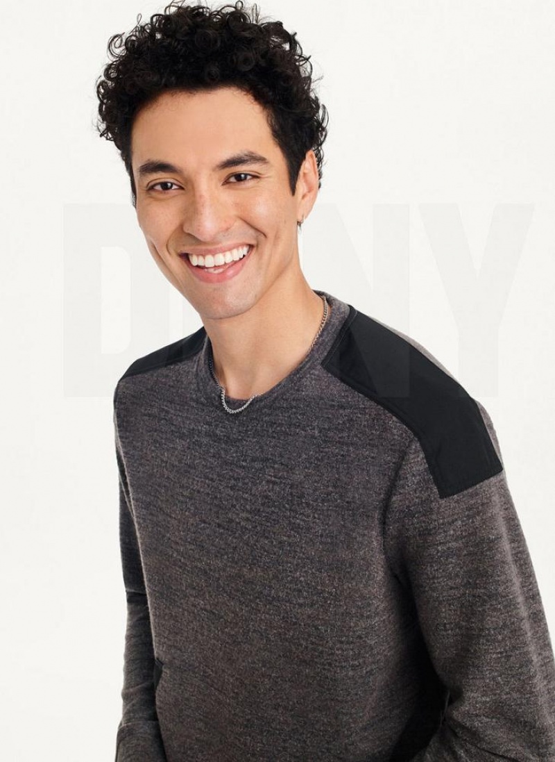 Dark Grey Men's DKNY Lounge Crew Neck Sweatshirts | Australia-D1265