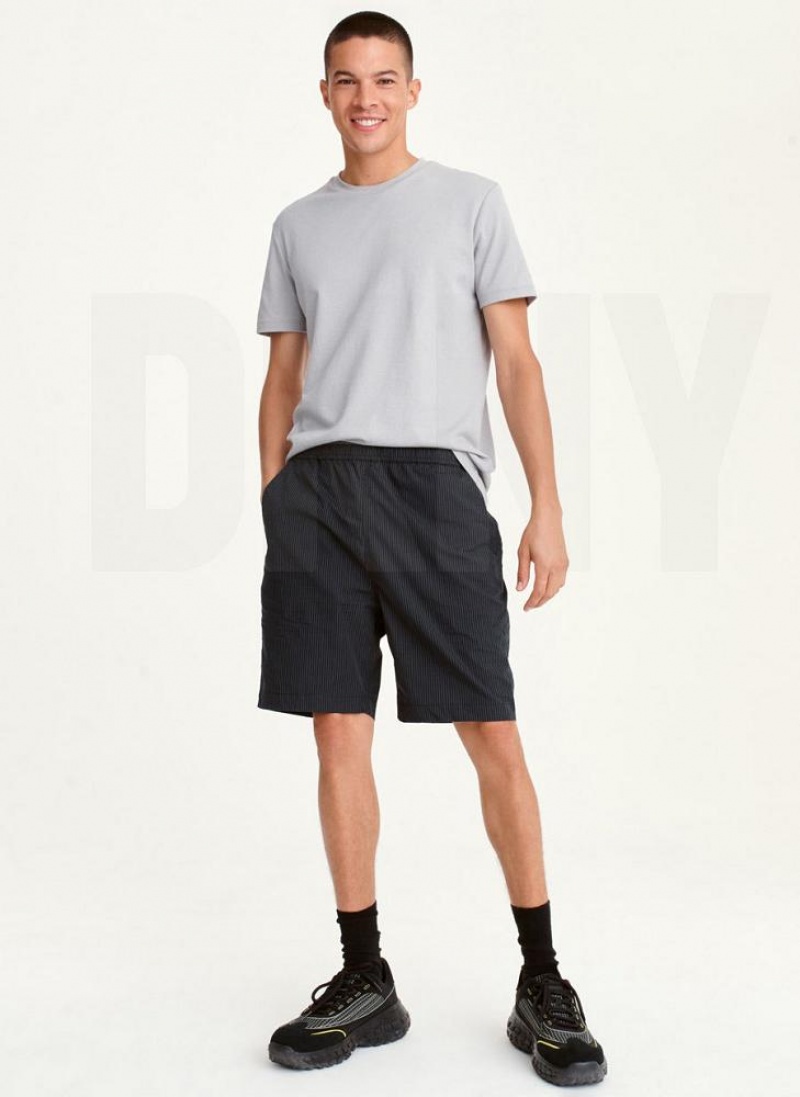 Dark Grey Men's DKNY Mixed Stripe Shorts | Australia-D0812